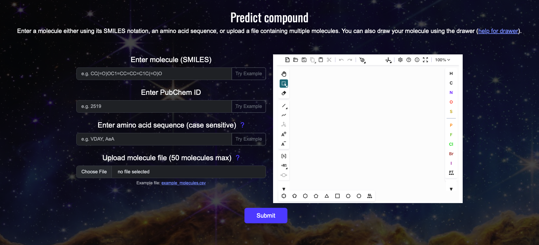 Prediction page walkthrough